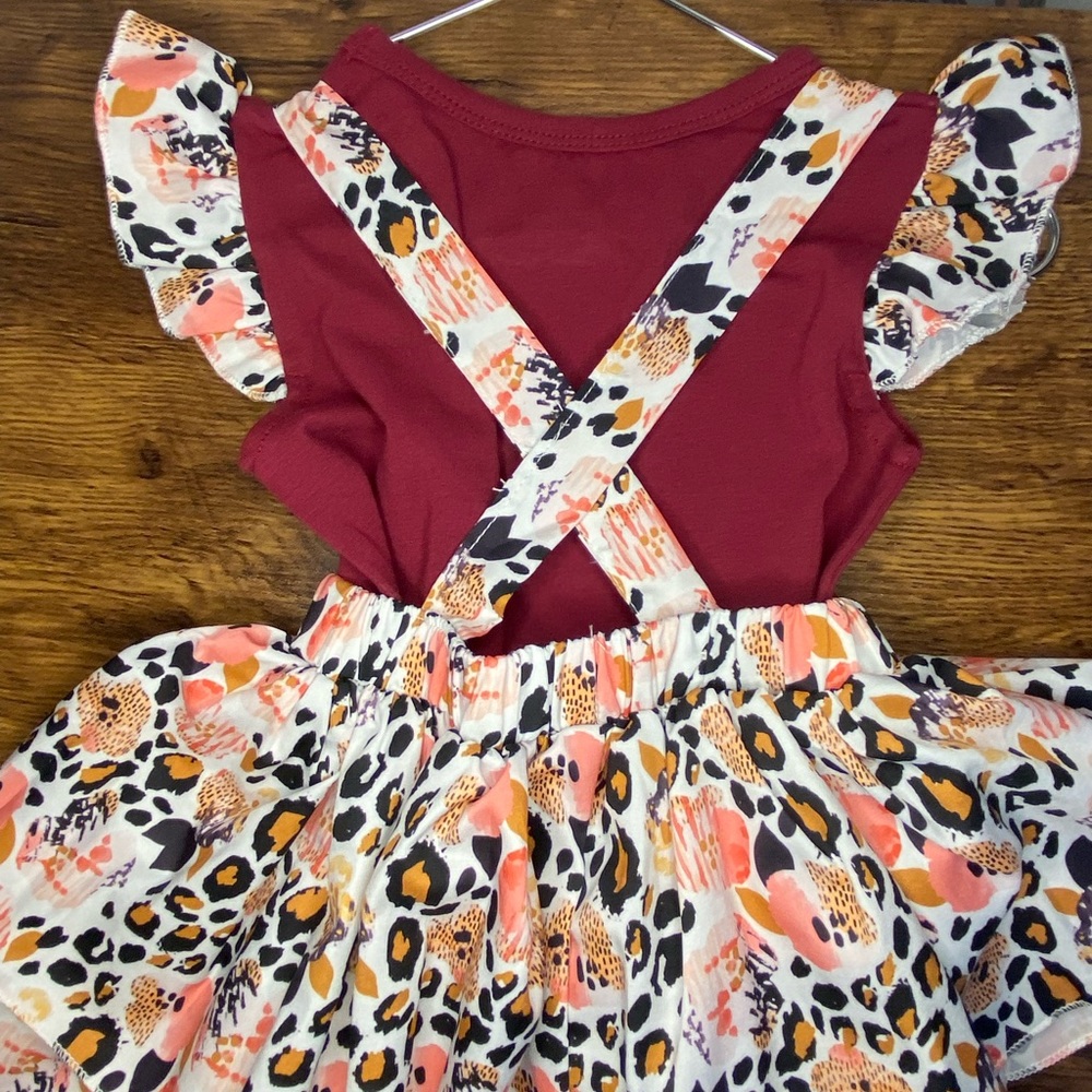 Maroon Leopard Onesie Set 2pcs
